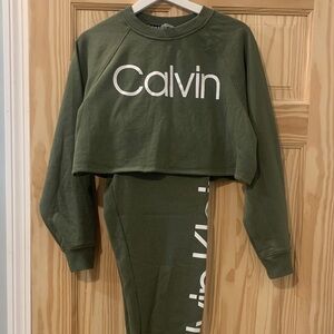 Calvin Klein Forest Green Logo Sweatshirt and Leggings